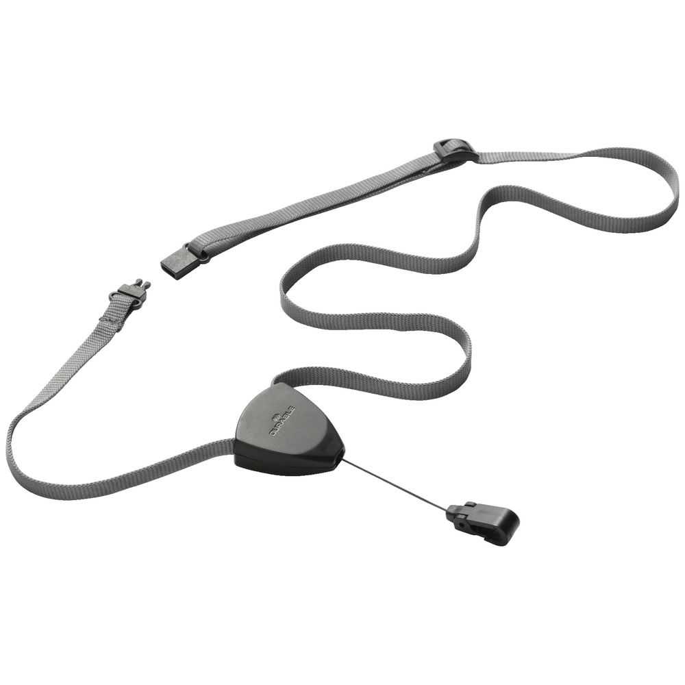 Durable Textile Lanyard with Reel Black