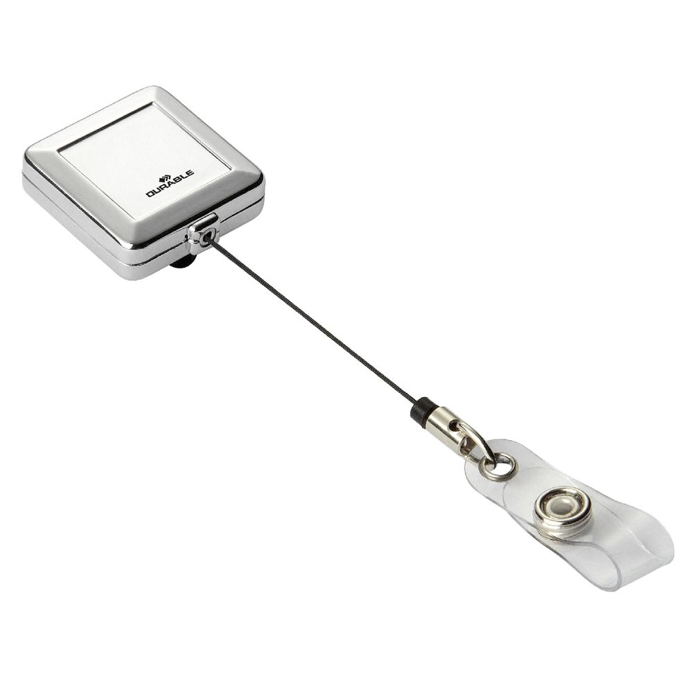 Durable ID Holder with Reel 80cm Silver