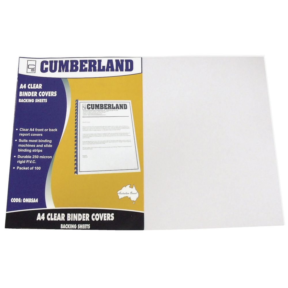 Cumberland Binding Covers A4 Clear 100 Pack Officeworks