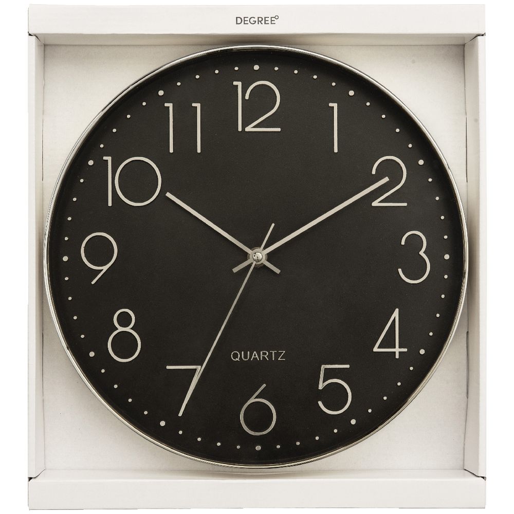 Degree Ebony 30cm Wall Clock Silver Officeworks Degree Ebony 30cm Wall Clock Silver Officeworks