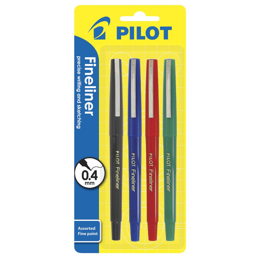 Pilot 0.4mm Fineliners Assorted 4 Pack