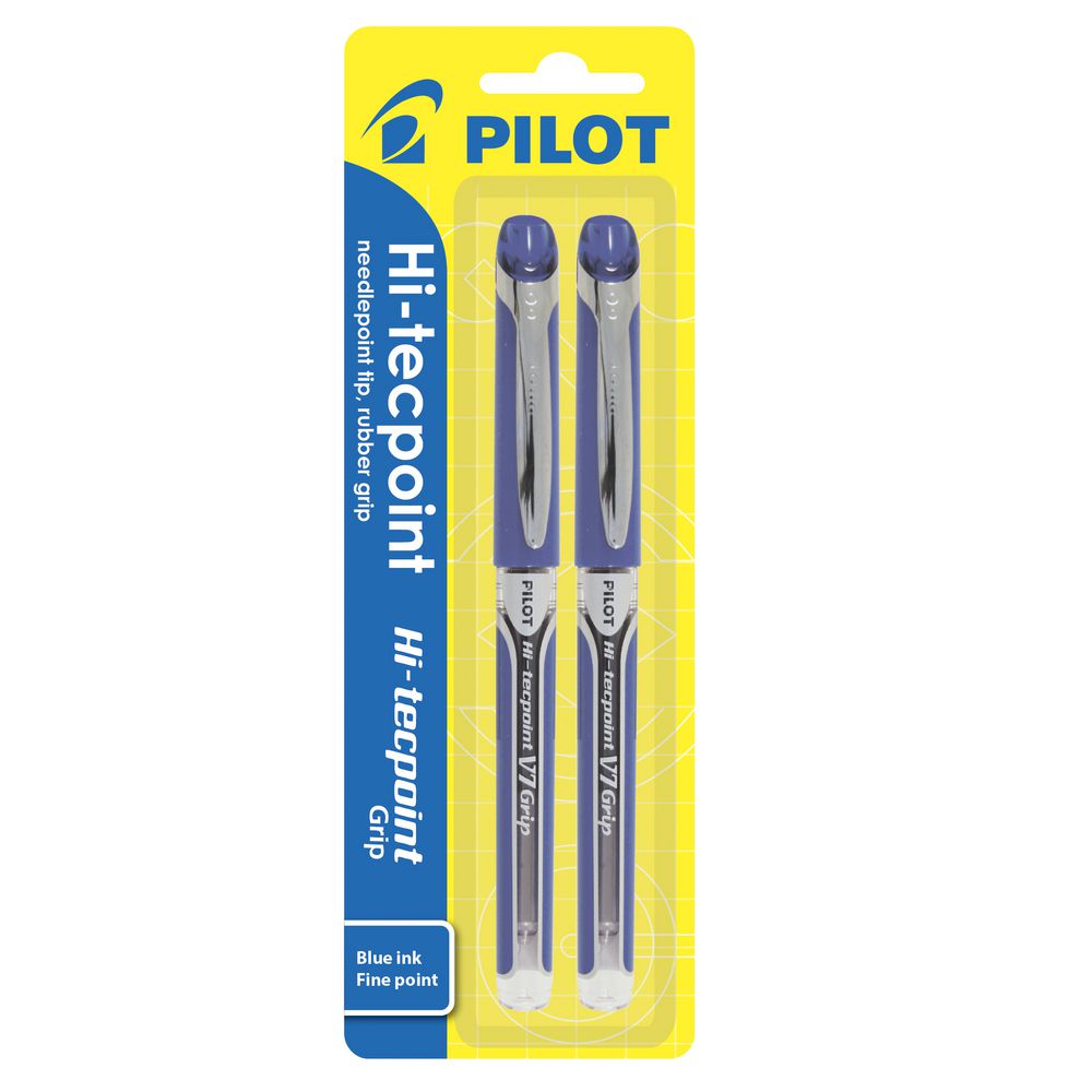 Pilot Hi-Techpoint V7 Grip Fine Rollerball Pens Blue 2 Pack