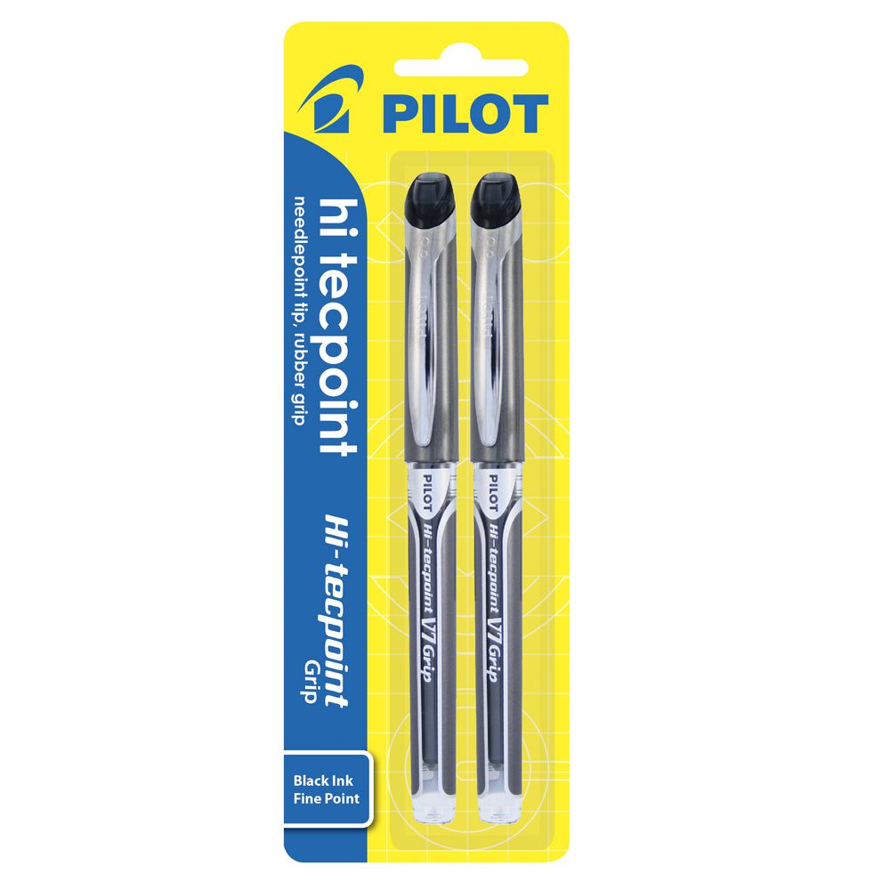 Pilot Hi-Techpoint V7 Grip Fine Rollerball Pens Black 2 Pack