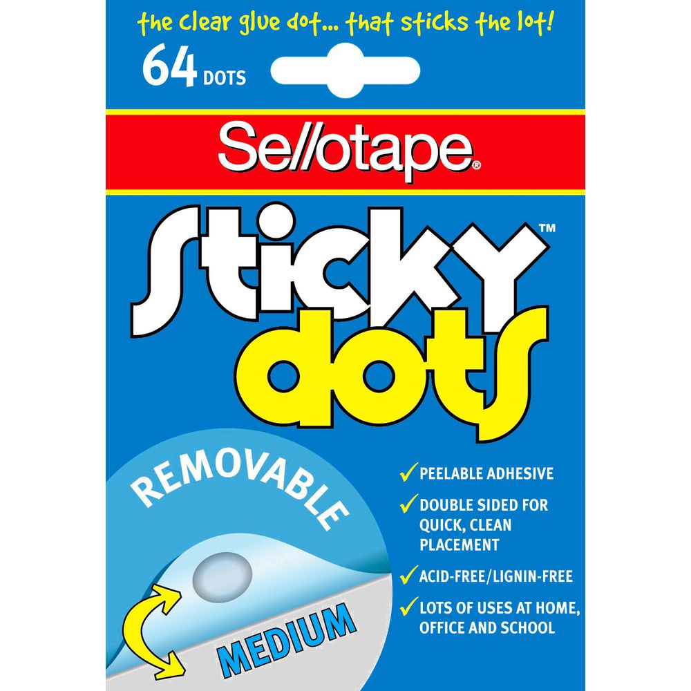 Sellotape Sticky Dots Removable 64 Pack