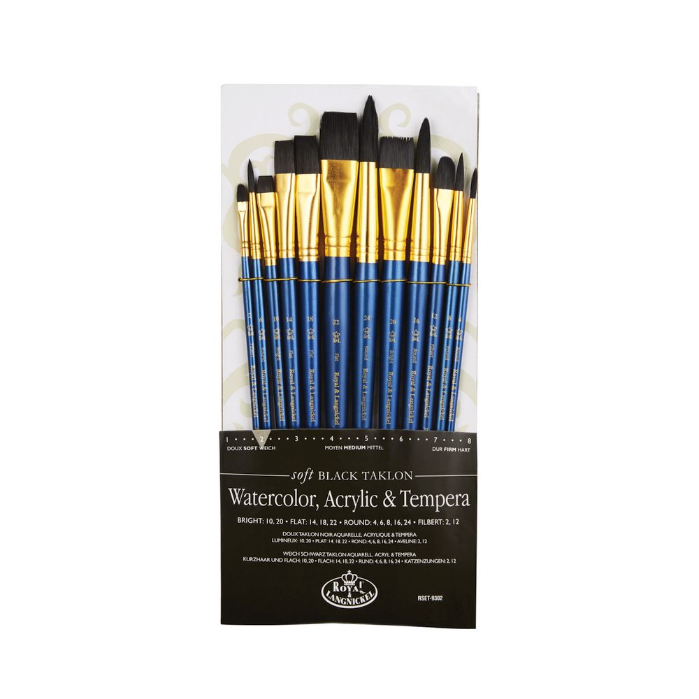 Royal & Langnickel Soft Black Paintbrush Set 12 Piece