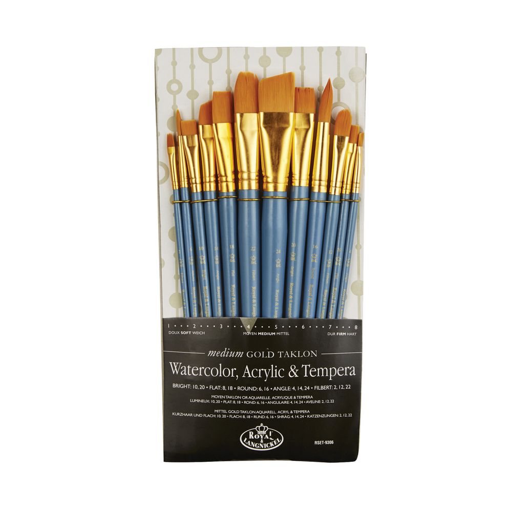 Royal & Langnickel Medium Gold Paintbrush Set 12 Piece Officeworks
