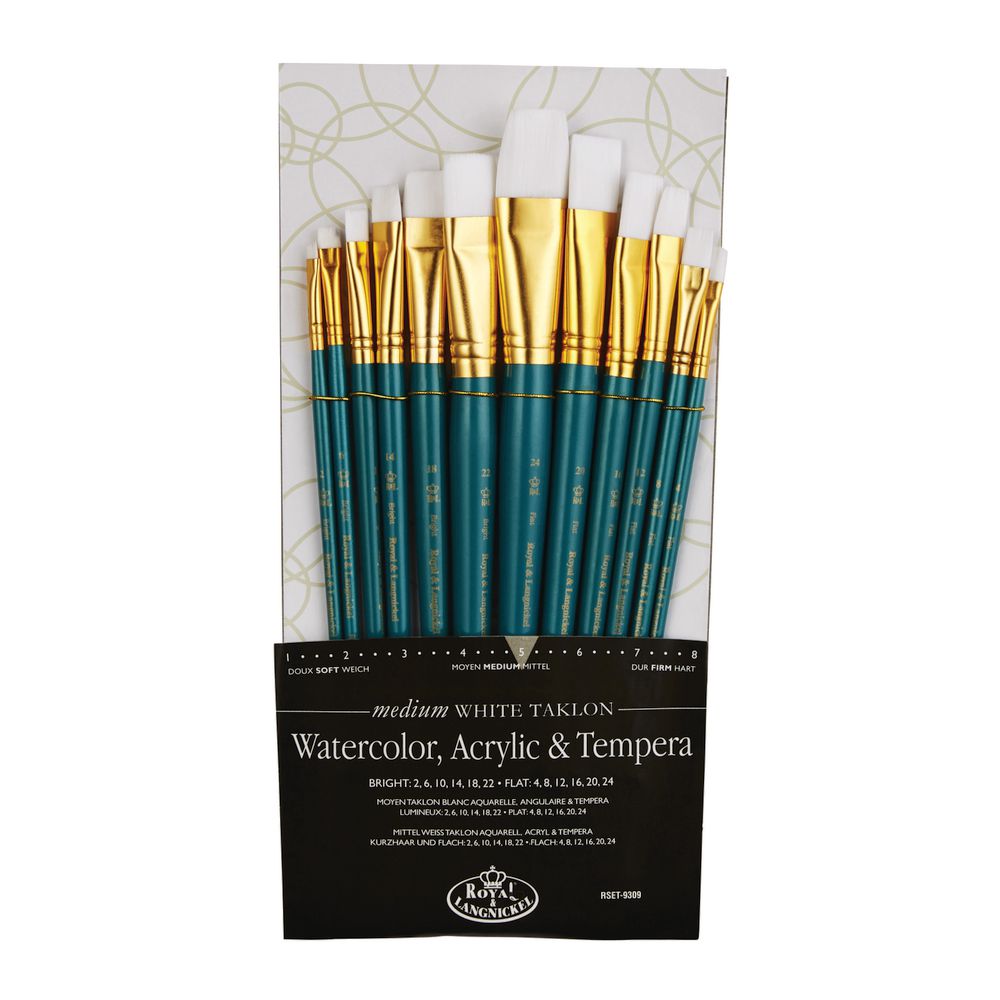 Royal & Langnickel Medium White Paintbrush Set 12 Piece