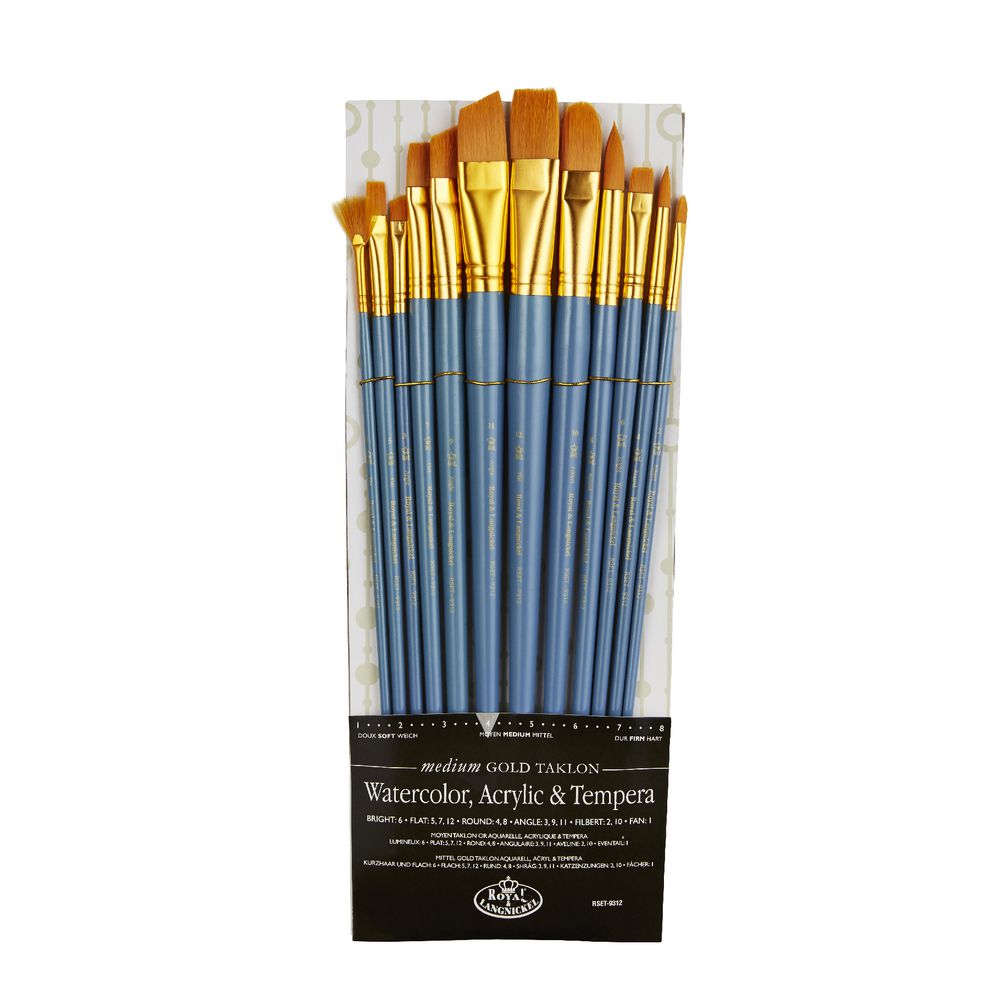Royal & Langnickel Medium Gold Paintbrush Set 12 Piece
