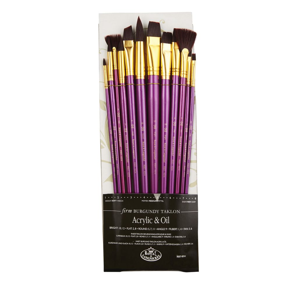 Royal & Langnickel Long Burgundy Paintbrush 12 Piece