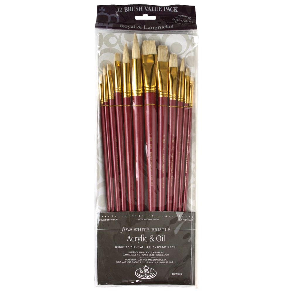 Royal & Langnickel Firm Bristle Paintbrush Set 12 Piece