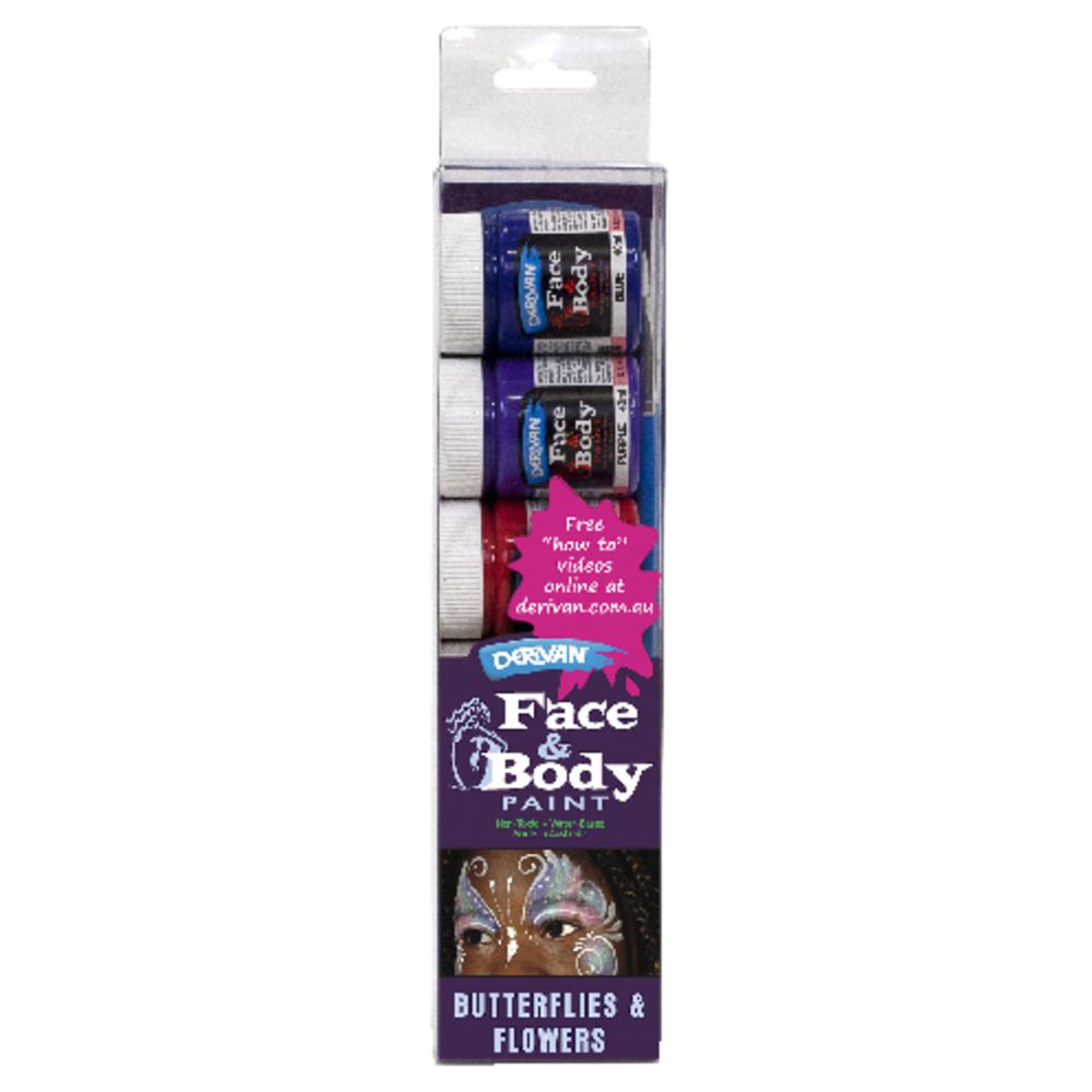 Derivan Face Paint Stencil Set Butterflies and Flowers