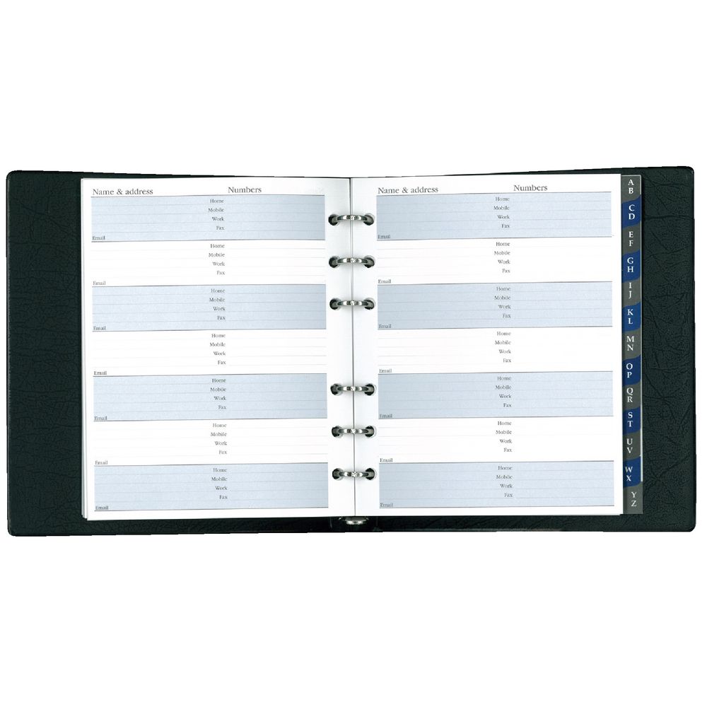 Collins Debden 6 Ring Bound Phone and Address Book Black