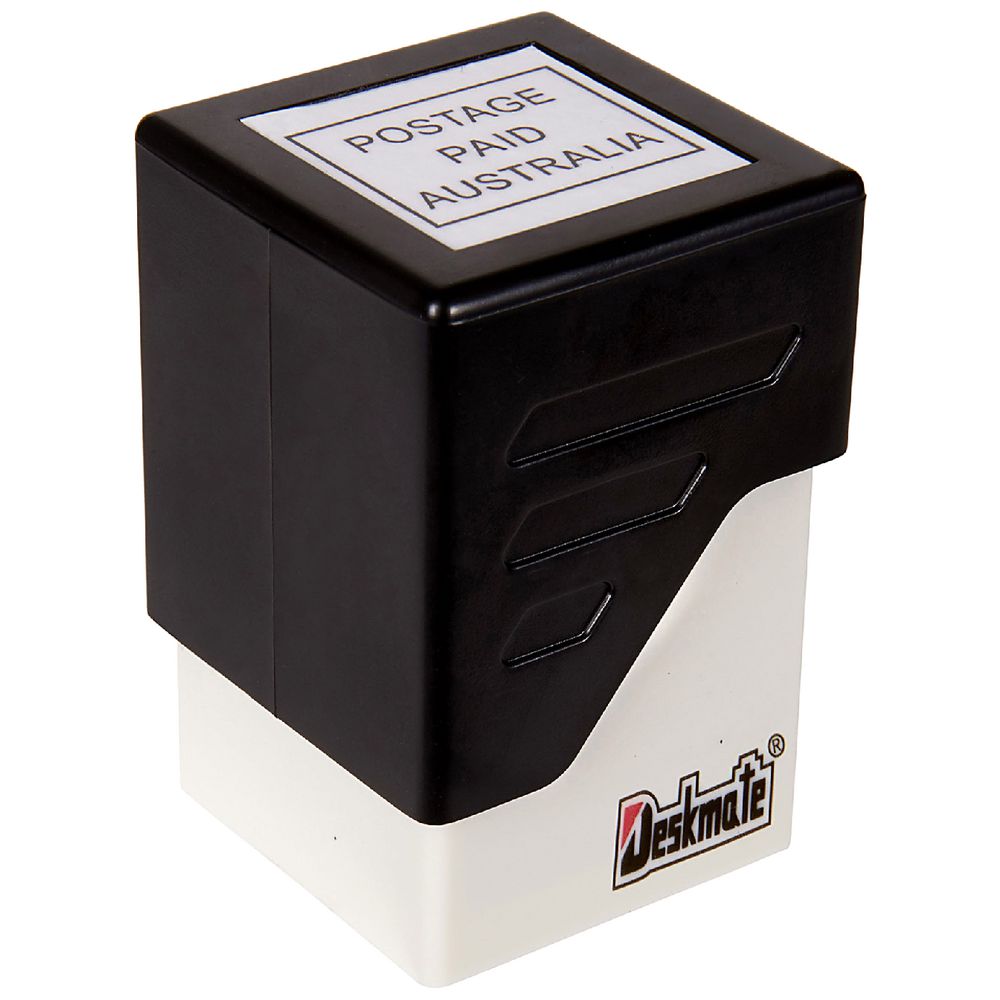 Deskmate Pre-inked Office Stamp Postage Paid Australia Black
