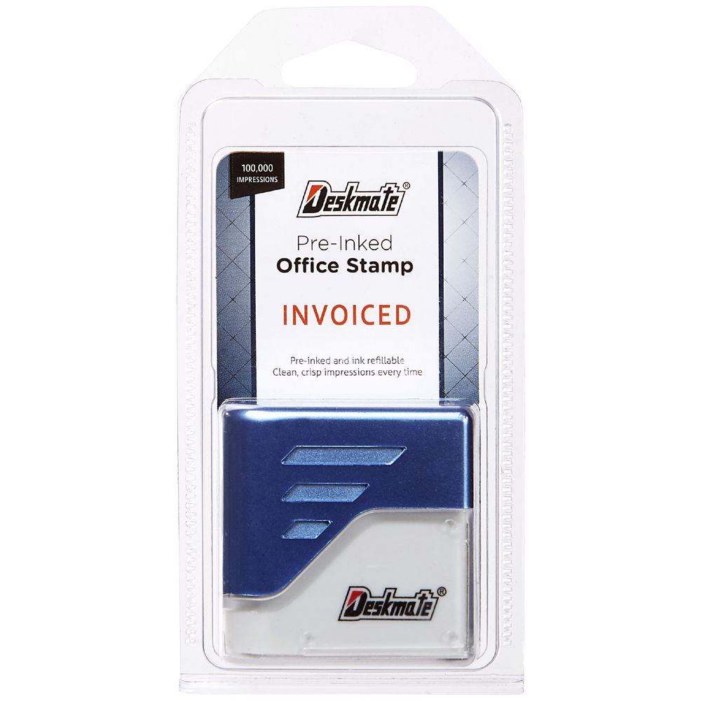 Deskmate Pre-inked Office Stamp Invoiced Red