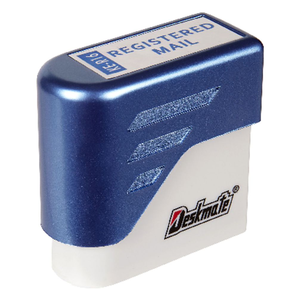 Deskmate Pre-inked Office Stamp Registered Mail Blue