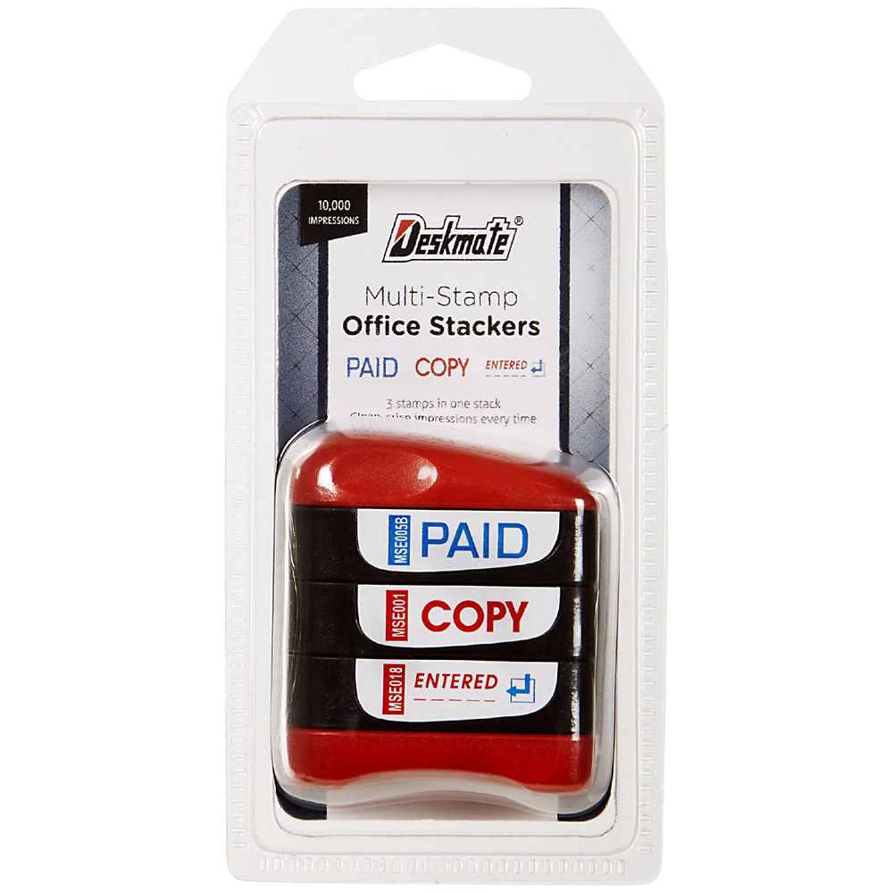 Deskmate Pre-inked Multi-stamp Stacker Paid, Copy and Entered