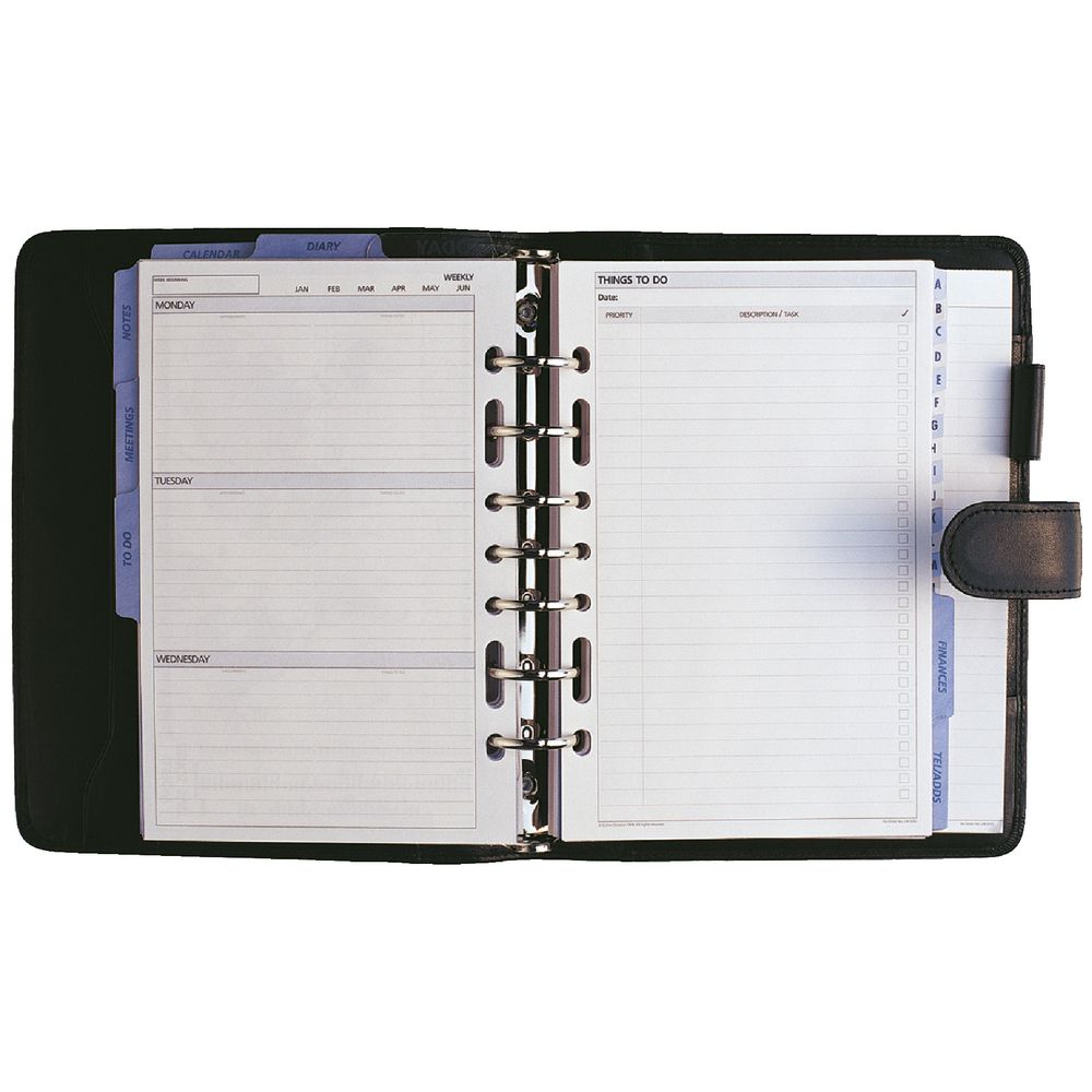 Collins Debden Dayplanner Desk Organiser Snap Closure Black