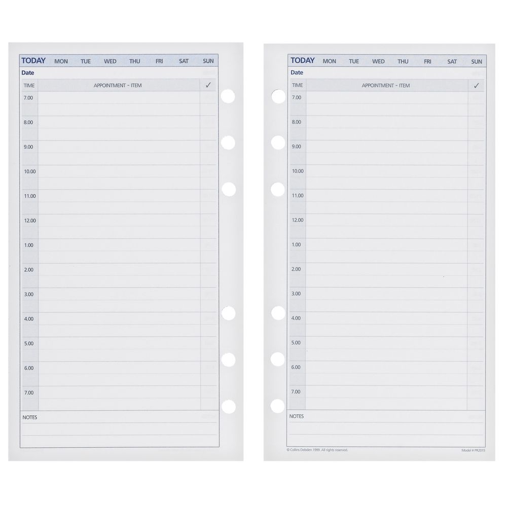 Collins Debden Dayplanner Undated Daily Calendar Refill