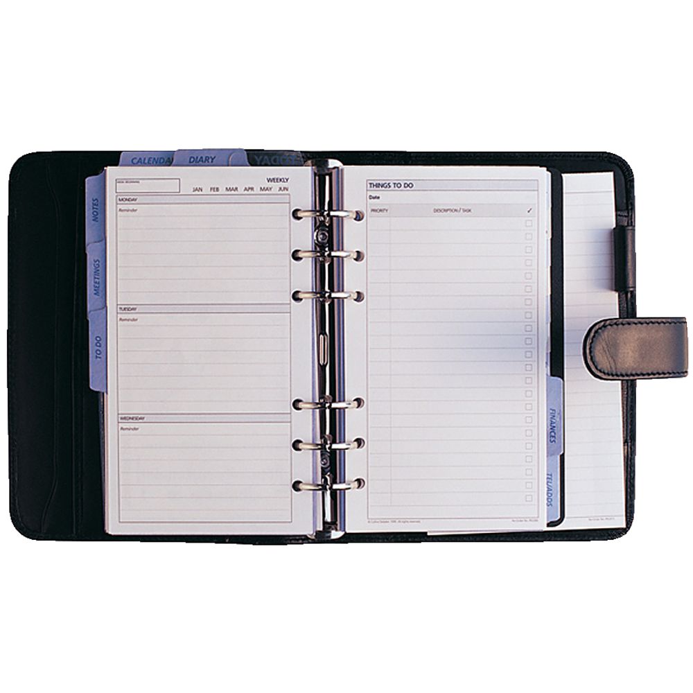Dayplanner Personal Organiser Snap Closure Black