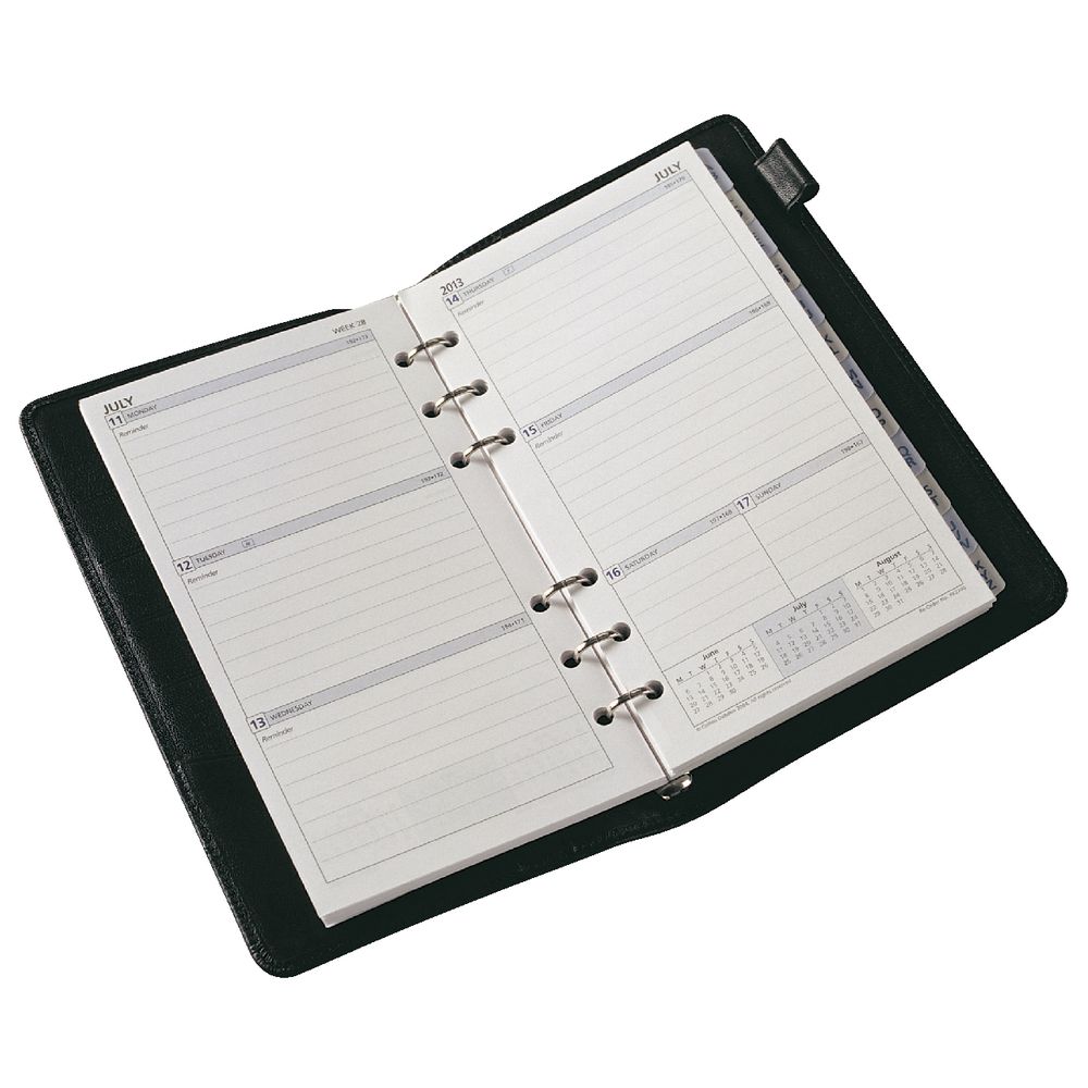 Dayplanner Personal Organiser Leather Slim Black