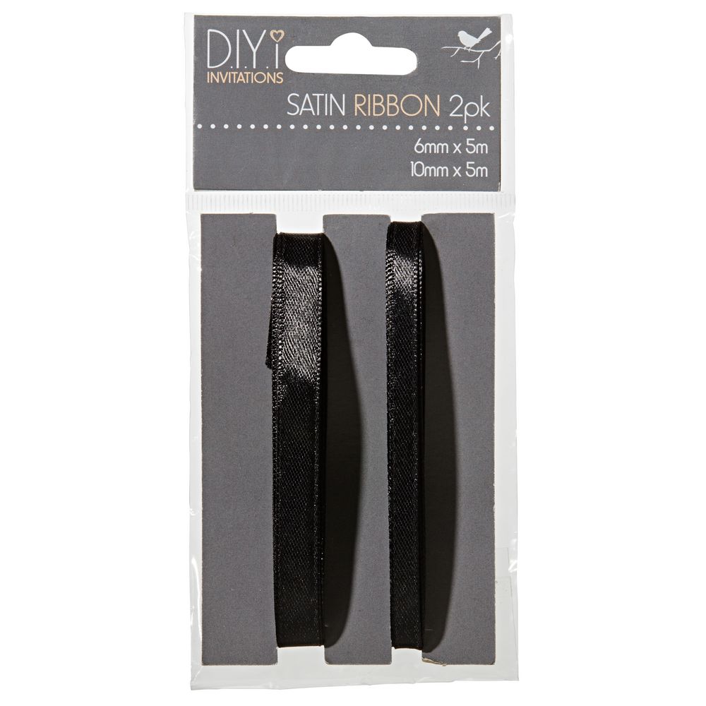 DIYi Black Satin Ribbon 10m Twin Pack