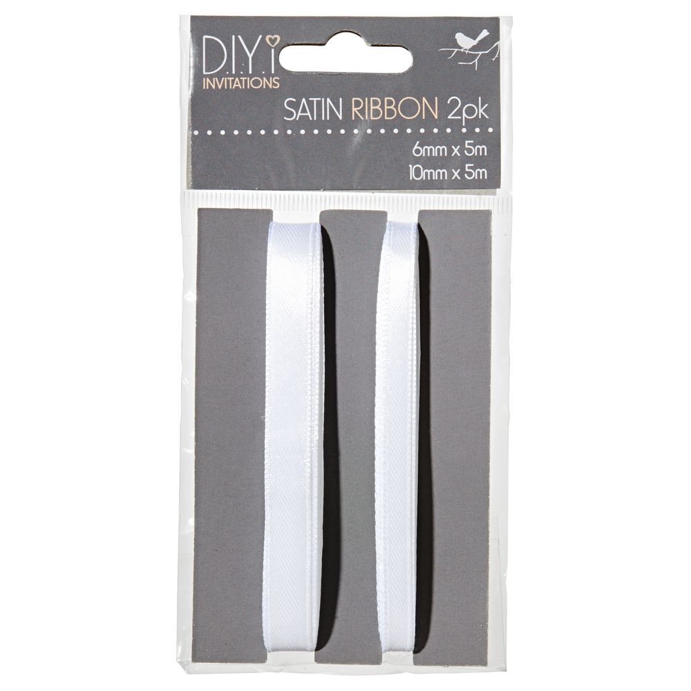 DIYi Satin Ribbon White 5 m 2 Pack
