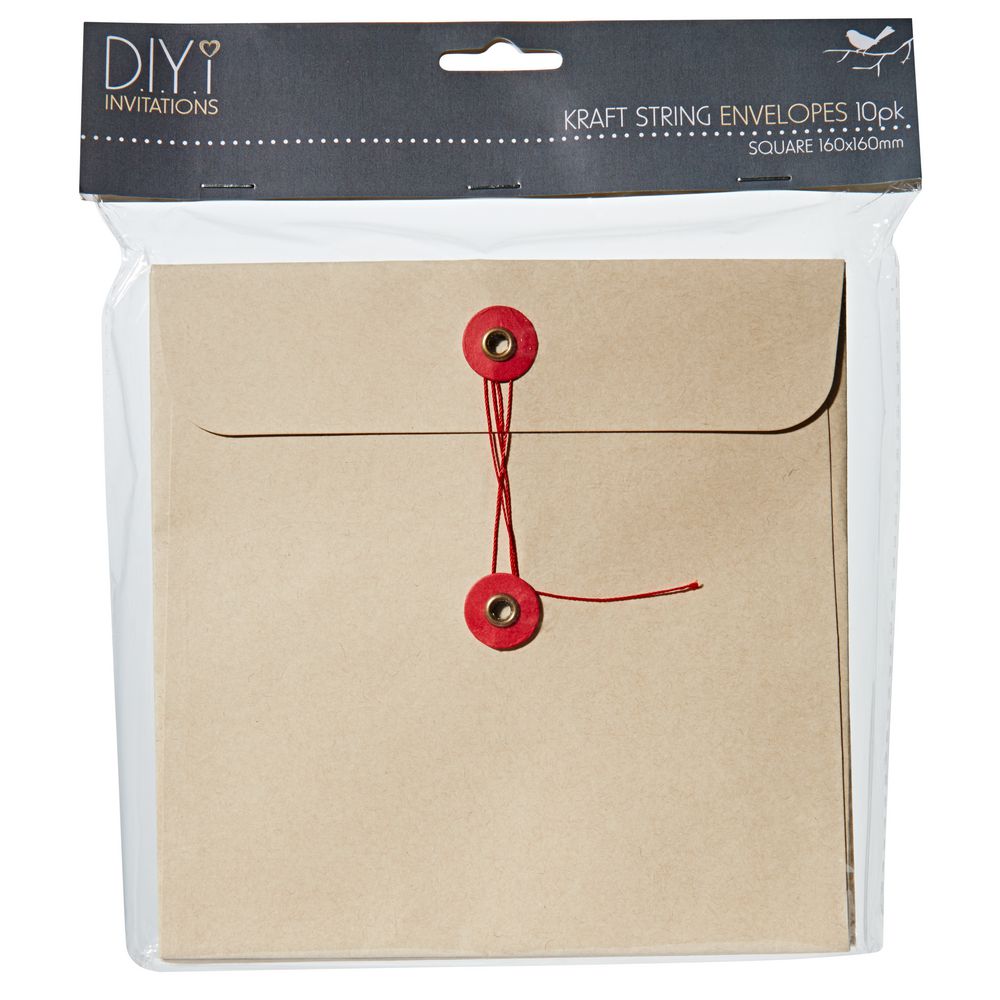 DIYi 160 x 160mm String Envelopes Kraft Officeworks