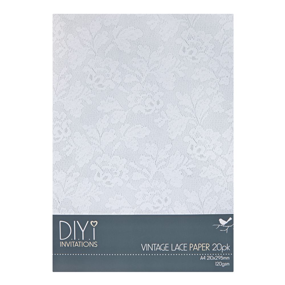 DIYi Vintage Lace Paper 120gsm A4 20 Pack