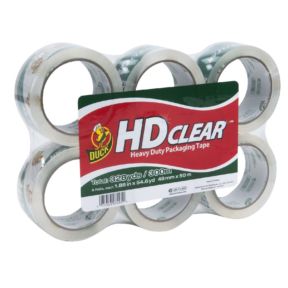Duck HD Clear Packaging Tape 48mm x 50m 6 Pack Officeworks