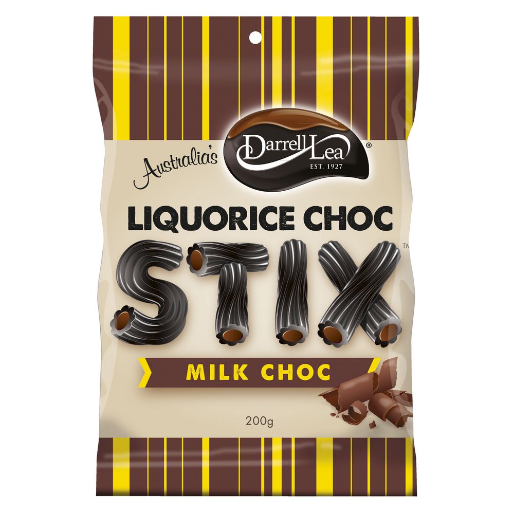 Darrell Lea Liquorice Choc Stix Milk Chocolate 200g