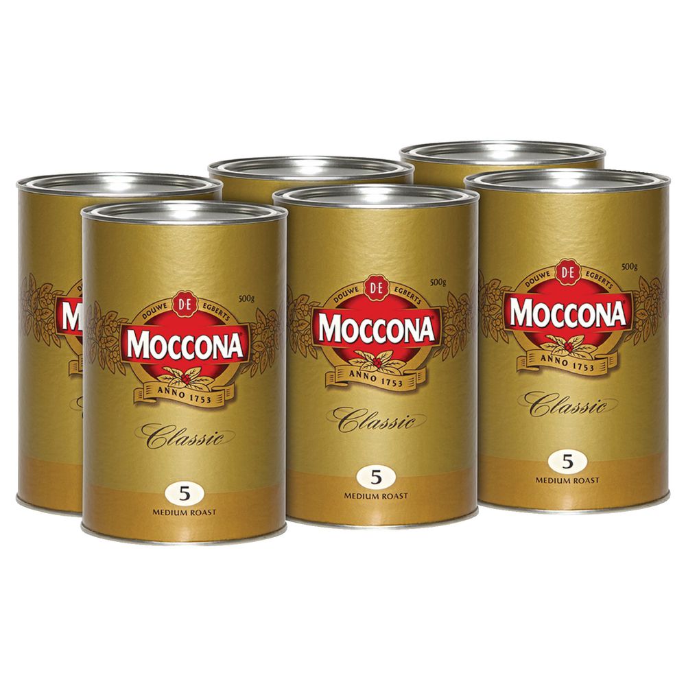 Moccona Classic Medium Roast Coffee 500g Tin 6 Pack