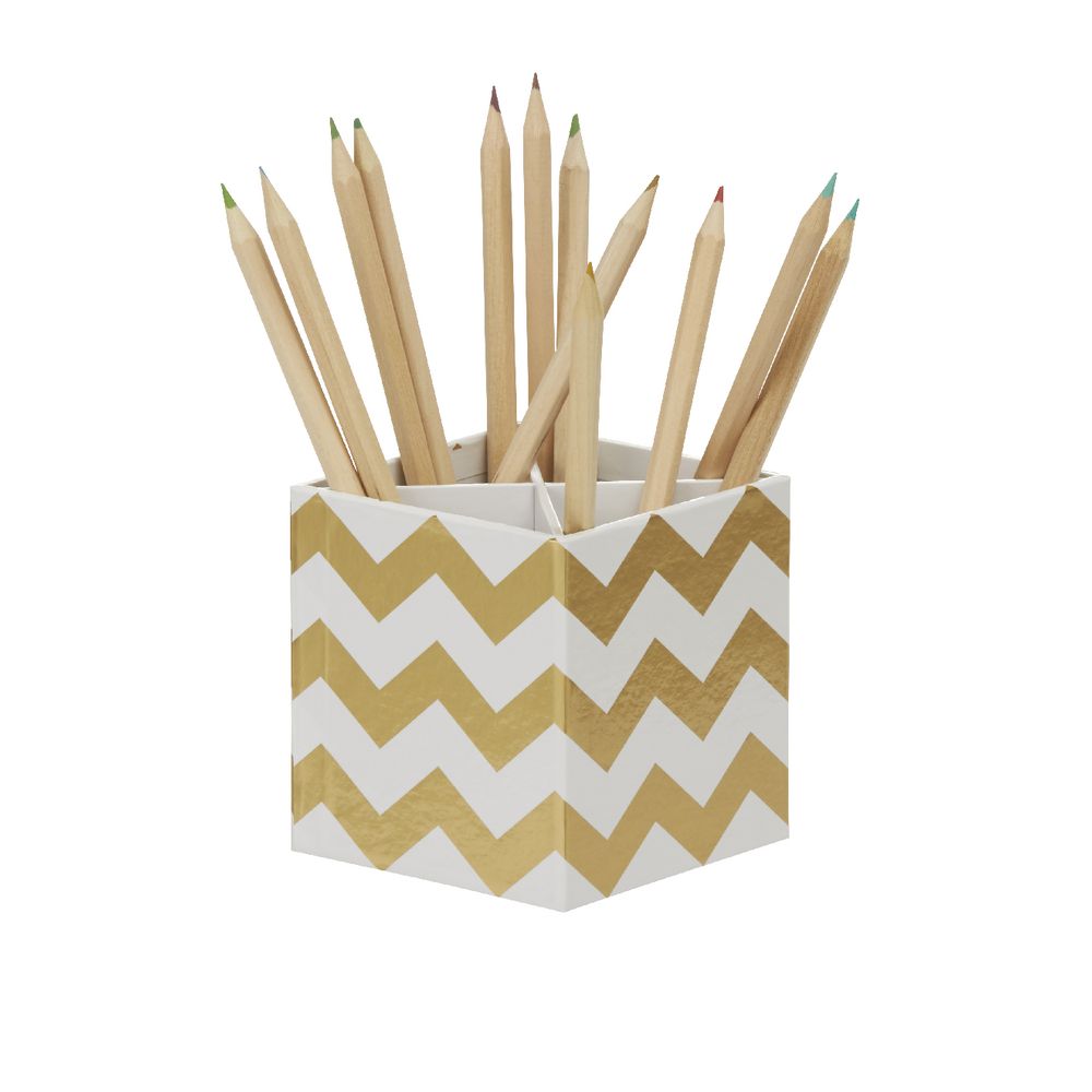 Otto Desk Accessory Set Gold Chevron 4 Pack