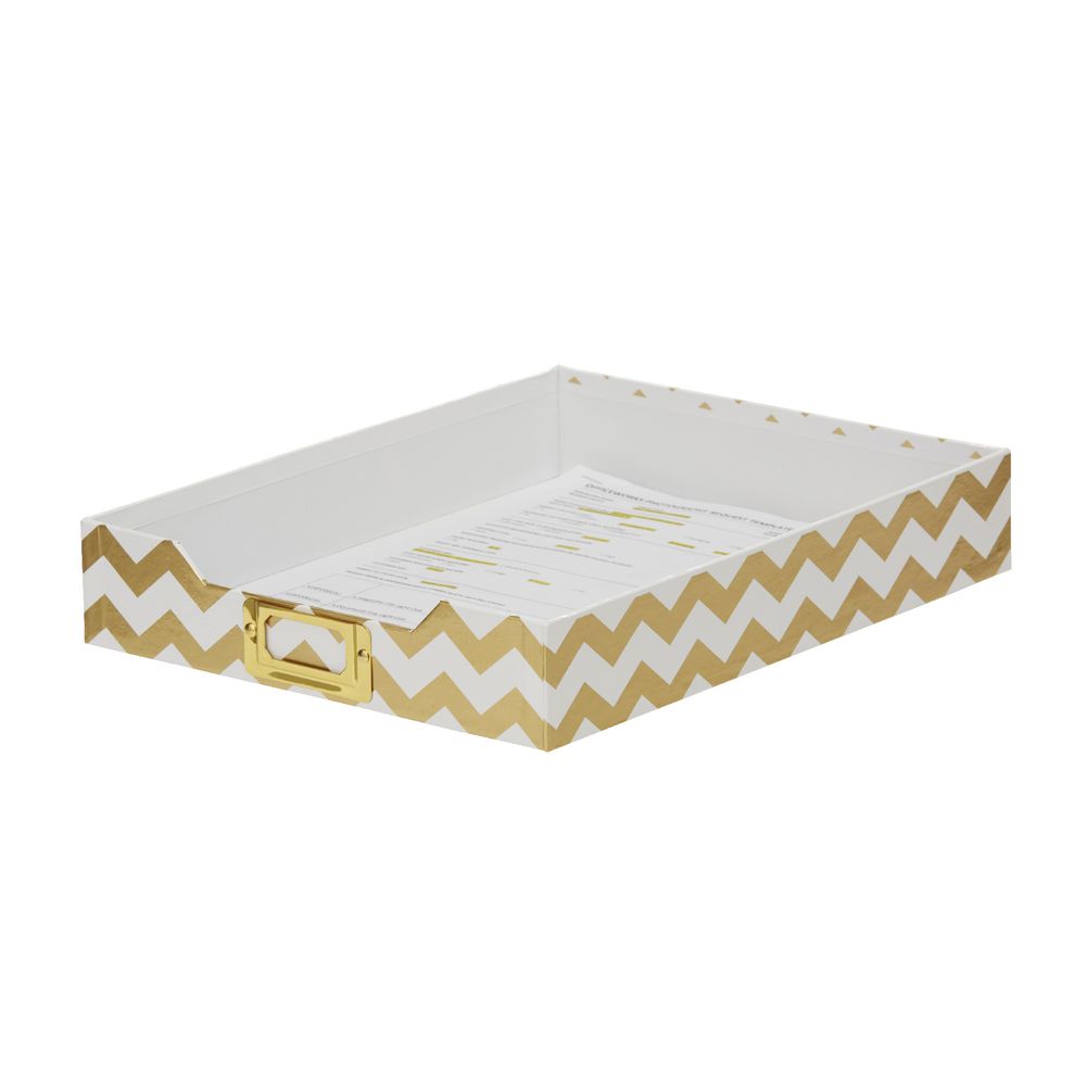 Otto Desk Accessory Set Gold Chevron 4 Pack
