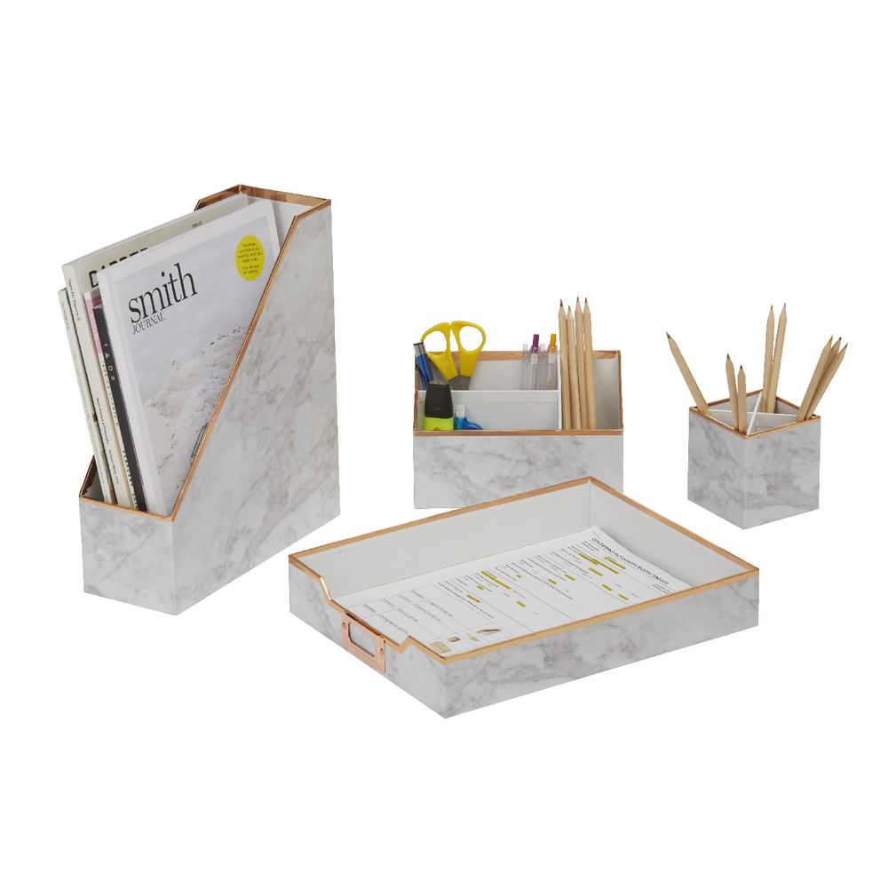 Otto Desk Accessory Set Marble 4 Pack