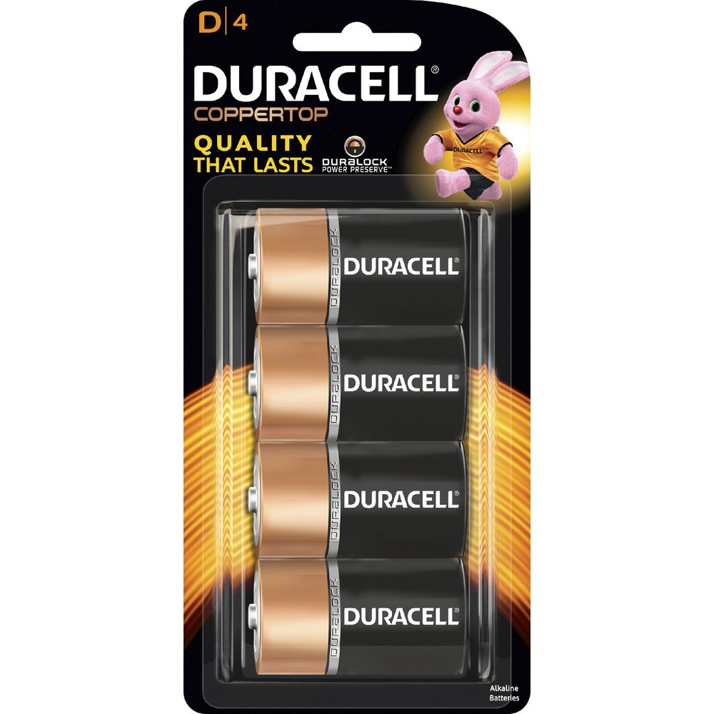 Duracell Coppertop D Batteries 4 Pack