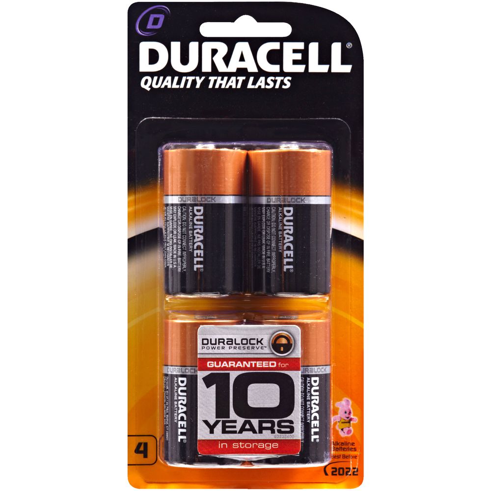 Duracell Coppertop D Batteries 4 Pack