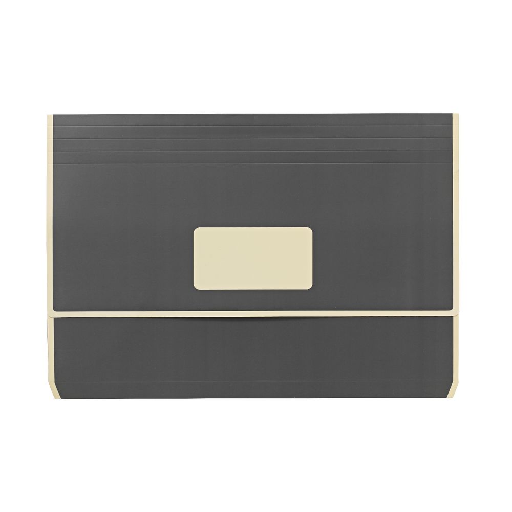 A4 Laminated Document Wallet with Gusset Matte Charcoal