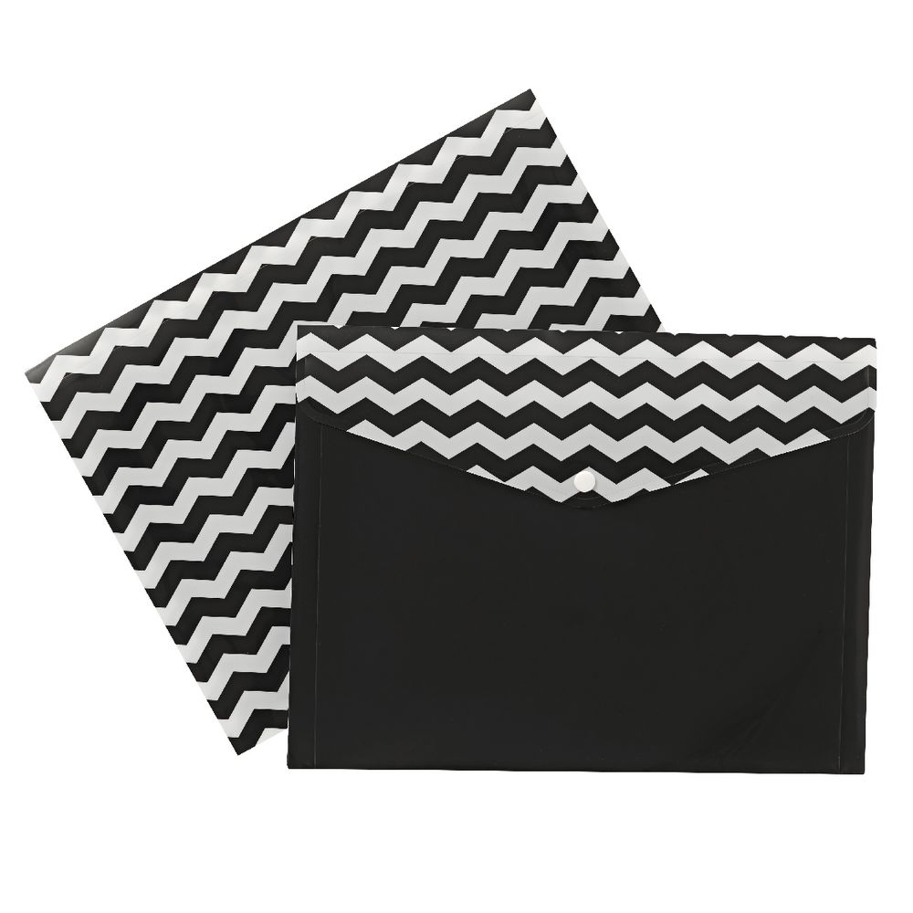 Document Wallet A4 Printed PP Black and White