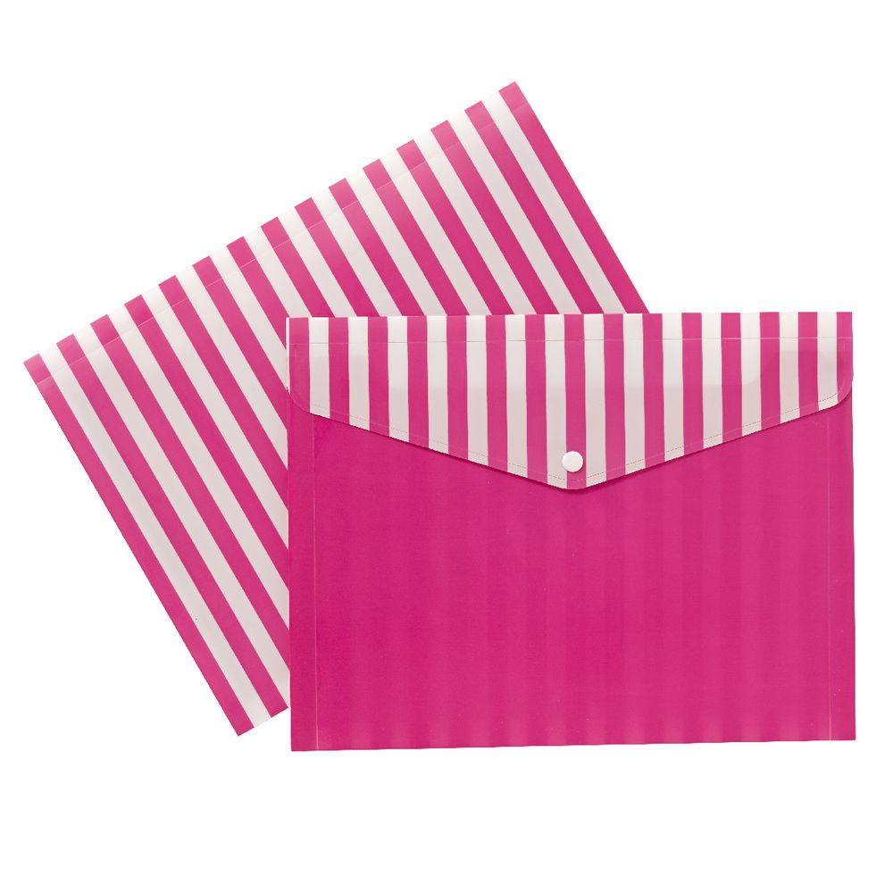 Document Wallet A4 Printed PP Pink and White