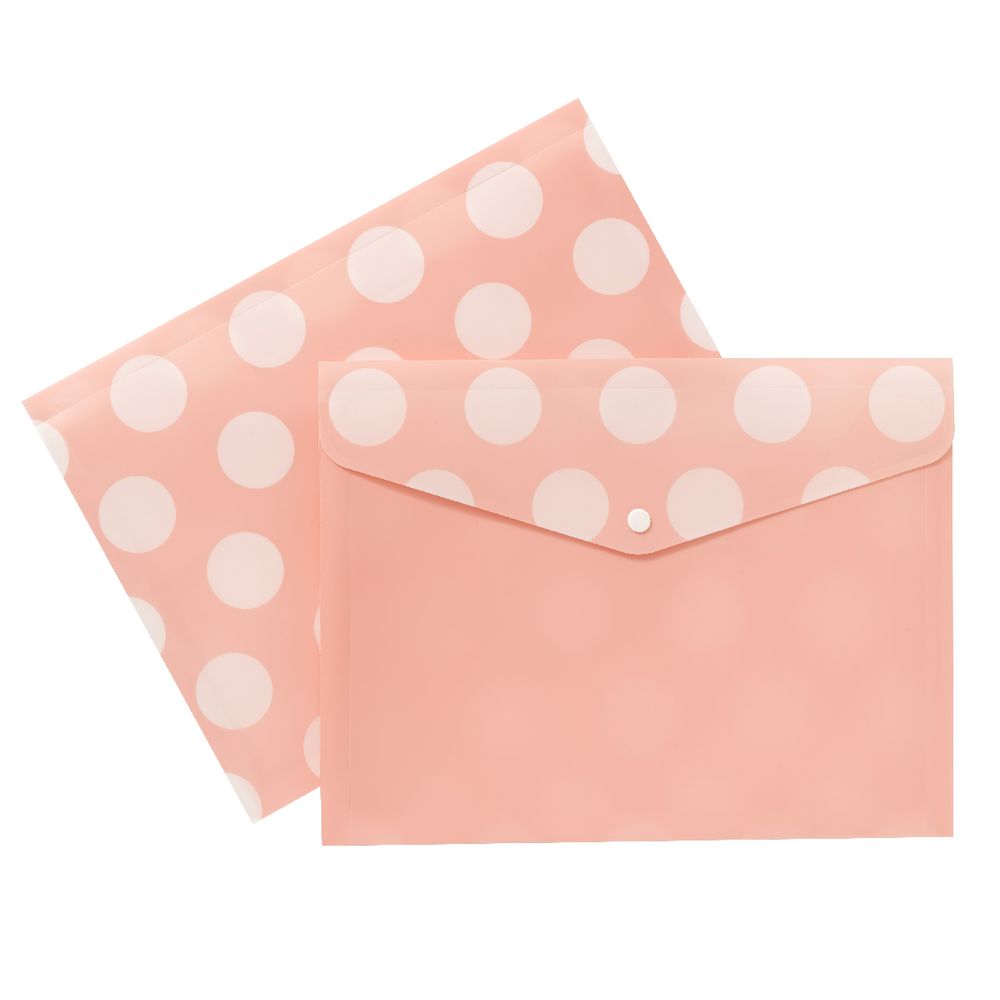 Document Wallet A4 Printed PP Vintage Pink and White