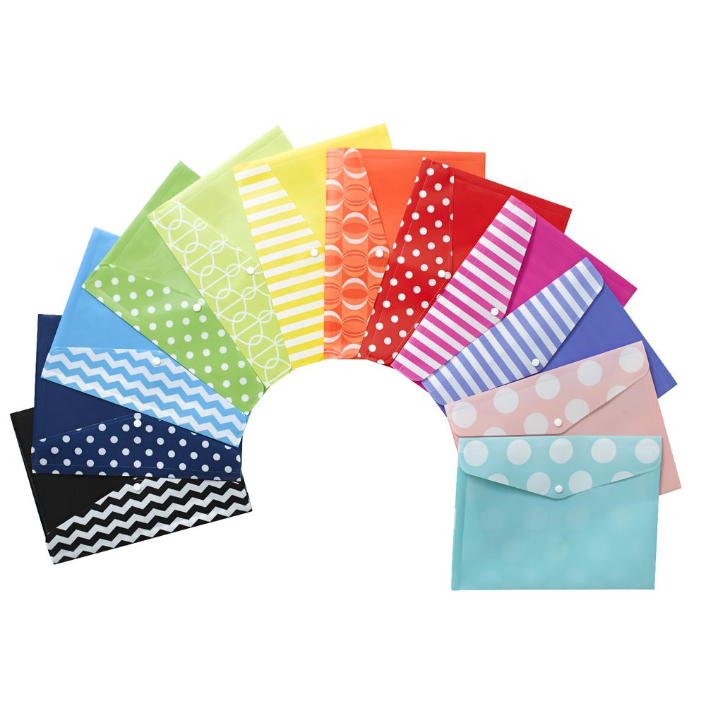 Document Wallet A4 Printed PP Vintage Pink and White
