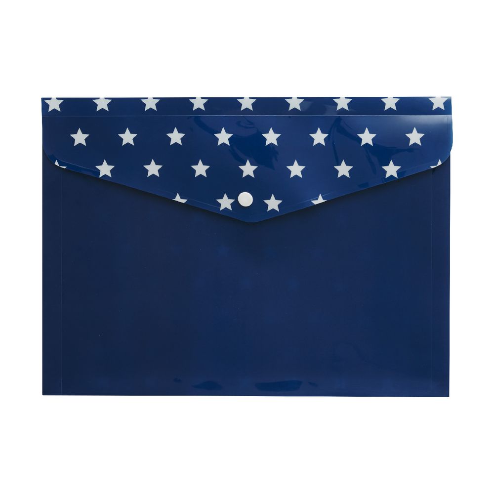 Otto Document Wallet A4 Printed PP Navy Stars