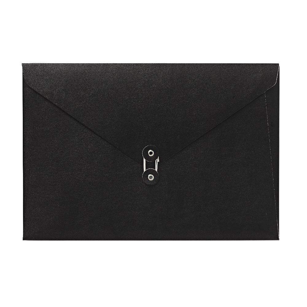 A4 Luxe Document Wallet with String Closure Black