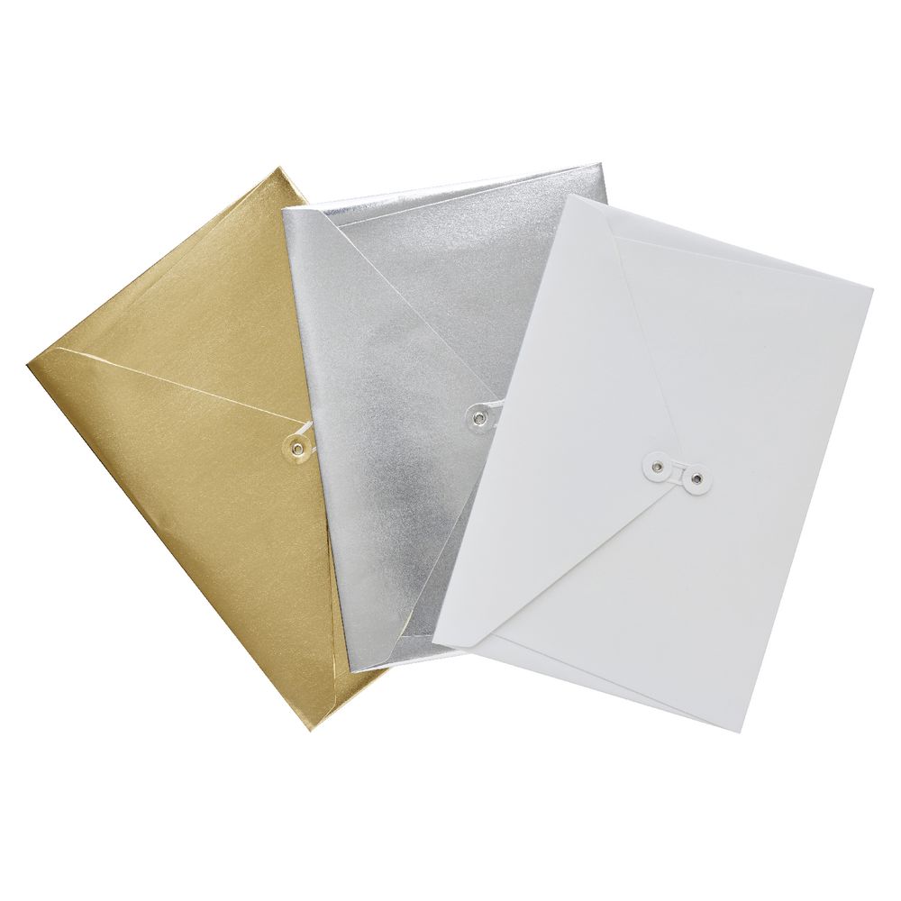 A4 Luxe Document Wallet with String Closure Gold