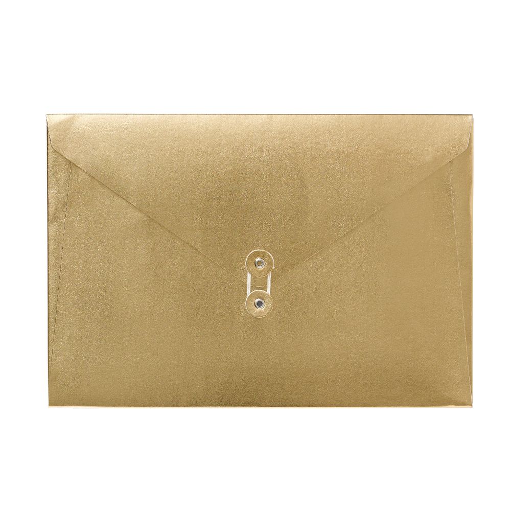 A4 Luxe Document Wallet with String Closure Gold