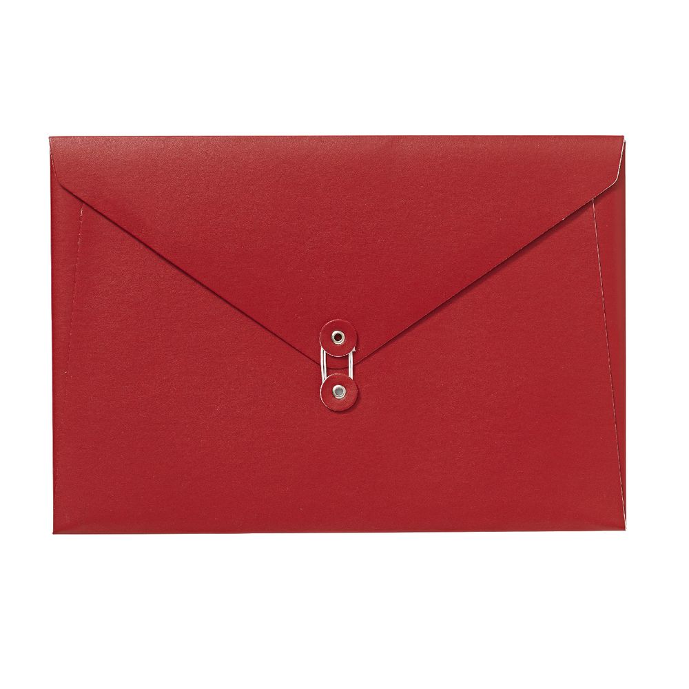 A4 Luxe Document Wallet with String Closure Red