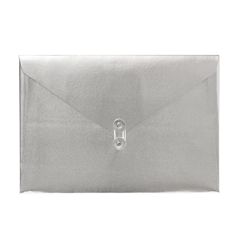 A4 Luxe Document Wallet with String Closure Silver