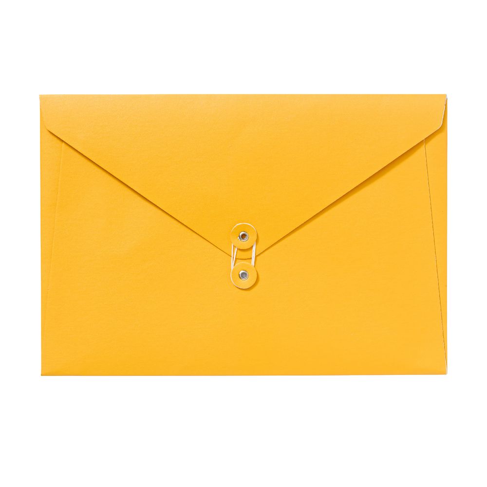 A4 Luxe Document Wallet with String Closure Yellow