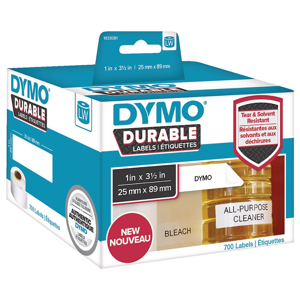 DYMO LW Durable Labels 25 x 89mm White Poly 700 Pack
