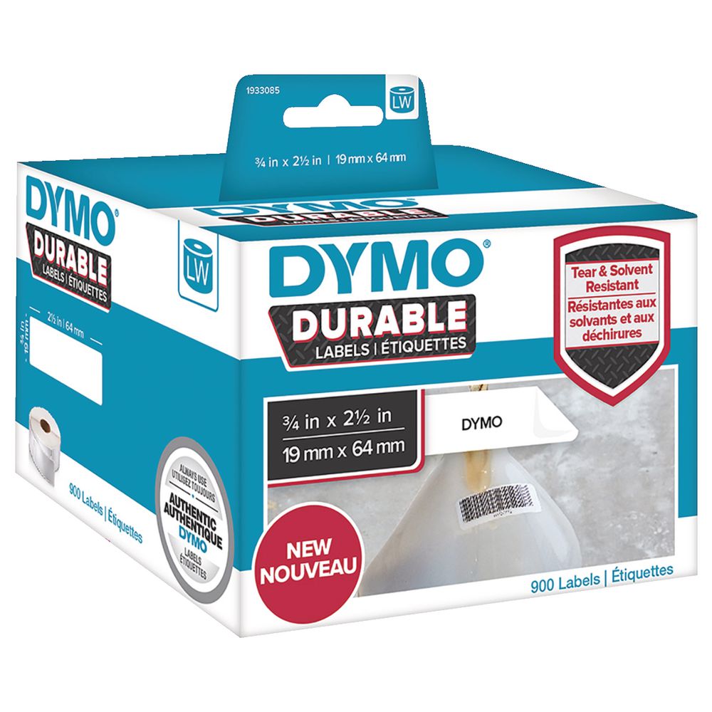 DYMO LW Durable Labels 19 x 64mm White Poly 900 Pack